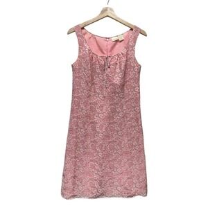 Vtg 100% Silk Women Dress M Pink Y2k Fairy Ditsy Floral Paisley 90s‎ Sleeveless